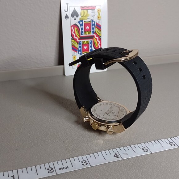 Untested Accutime Gold Tone And Black Watch - Picture 4 of 6